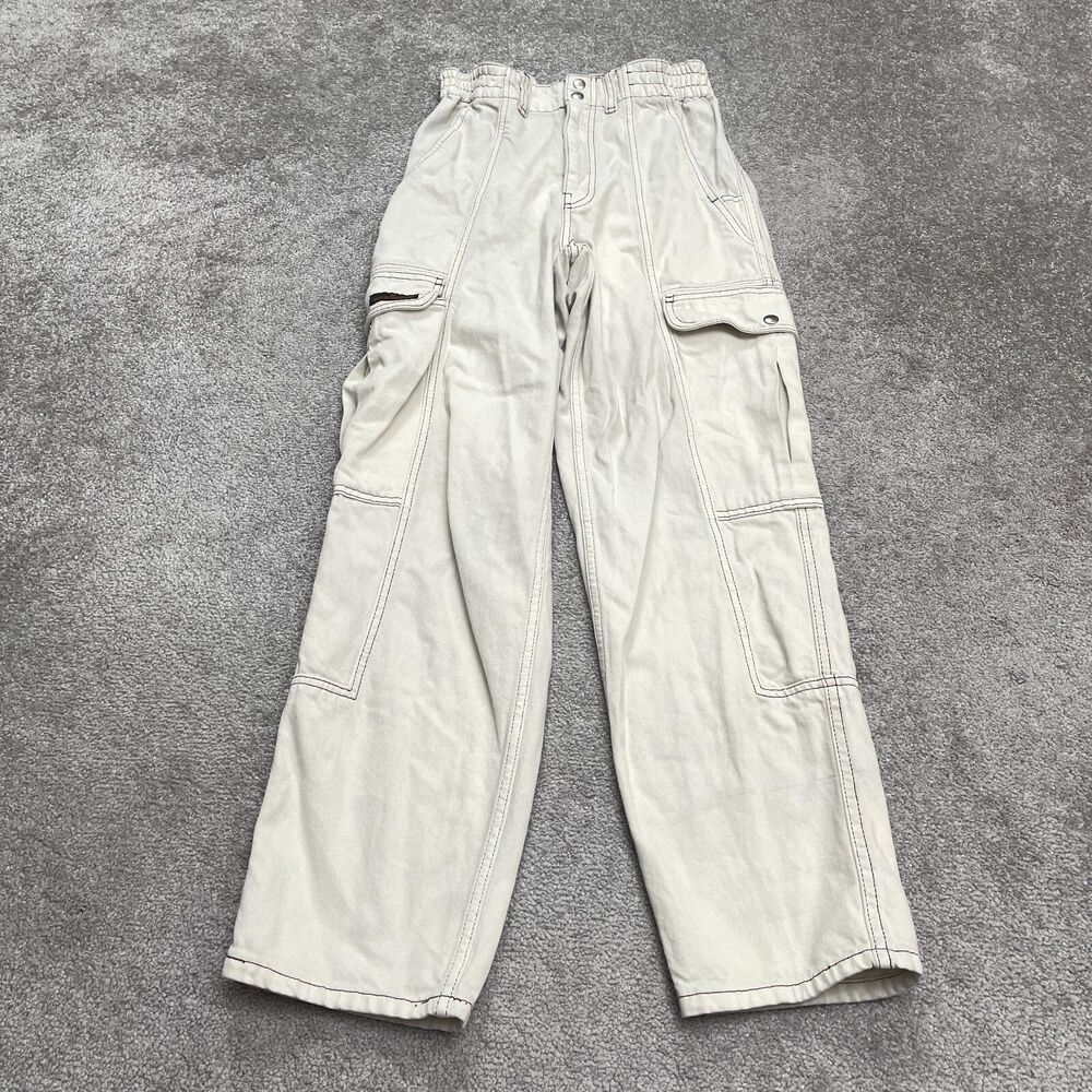 BDG Urban Outfitters Relaxed Skate Cargo Jeans Womens 27 Beige High Rise 26x29